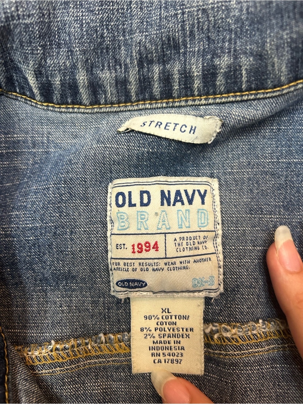 Old Navy Distressed Medium Blue Denim Jean Jacket - Picture 8 of 10